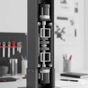 Detailed illustration of the powerful dual motor system providing stable and quiet lifting for a sit-stand desk.
