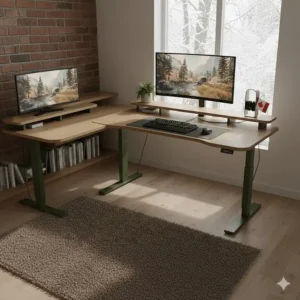 Space-saving L-shaped gaming desk under $200 fitting perfectly into a corner office setup in Canada.