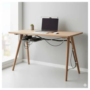 Minimalist desk with hidden cable management, showcasing a clutter-free aesthetic for Canadian tech professionals.
