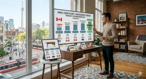 Comparison of affordable mid century modern desk prices for Canadian shoppers.