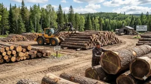 Illustration of sustainably harvested Ontario maple wood slabs ready for live edge desk crafting.