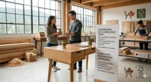 Sustainably sourced mid century modern desk options available for eco-conscious Canadian consumers.