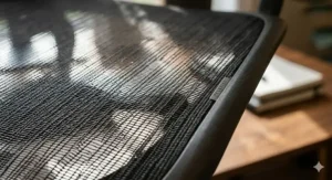 Detail view of the Aeron’s proprietary 8Z Pellicle mesh, providing breathable comfort for long Canadian winters and summers.