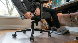 4D adjustable armrests showing range of motion for ergonomic support.