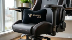 Memory foam lumbar pillow included with the Secretlab Omega chair for customized lower back support.
