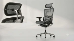 3D adjustable headrest aligned correctly with the neck of a tall professional using an office chair for tall people.
