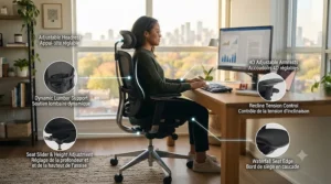 Key ergonomic features to look for in a desk chair, including adjustable height and armrests for Canadian home office comfort.
