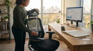 Practical tips for measuring your home office desk height to ensure the perfect fit for your new ergonomic chair.