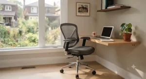 Close-up of lumbar support on a small frame office chair.