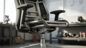 Reinforced steel frame of 500 lb capacity office chair.