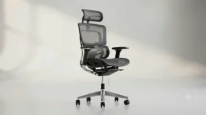 Diagram showing the extended gas lift height range of an office chair for tall people, built for Canadian remote workers over 6 feet.