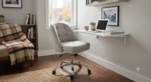Comfortable upholstered task chair perfect for compact home offices in Canada