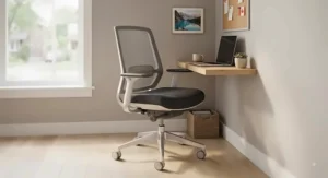 Compact mesh chair ideal for small home office spaces, combining style and functional design.
