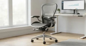 Modern breathable office chair featuring adjustable lumbar support and mesh cooling technology for daily productivity.