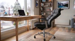Extra-padded high back office chair focusing on maximum comfort to boost workplace productivity.