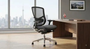 Premium mesh-back office chair designed to improve comfort and productivity in the Canadian workplace.