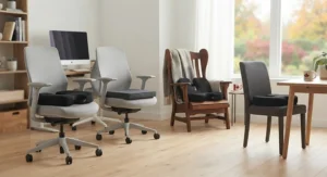 Ergonomic coccyx cushion featuring a breathable, removable, and machine-washable mesh cover.