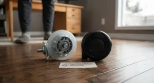 Comparison of rubber and plastic replacement office chair wheels for scratch-free rolling.