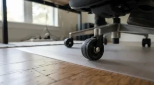 Hard floor chair mats featuring specialized backing for hard surfaces to prevent sliding