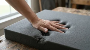 Close-up of contouring foam technology used in premium memory foam office chair cushions.